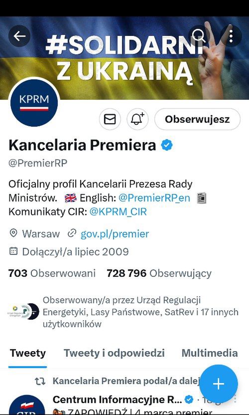 Twitter Kancelarii Prezesa Rady Ministrów
