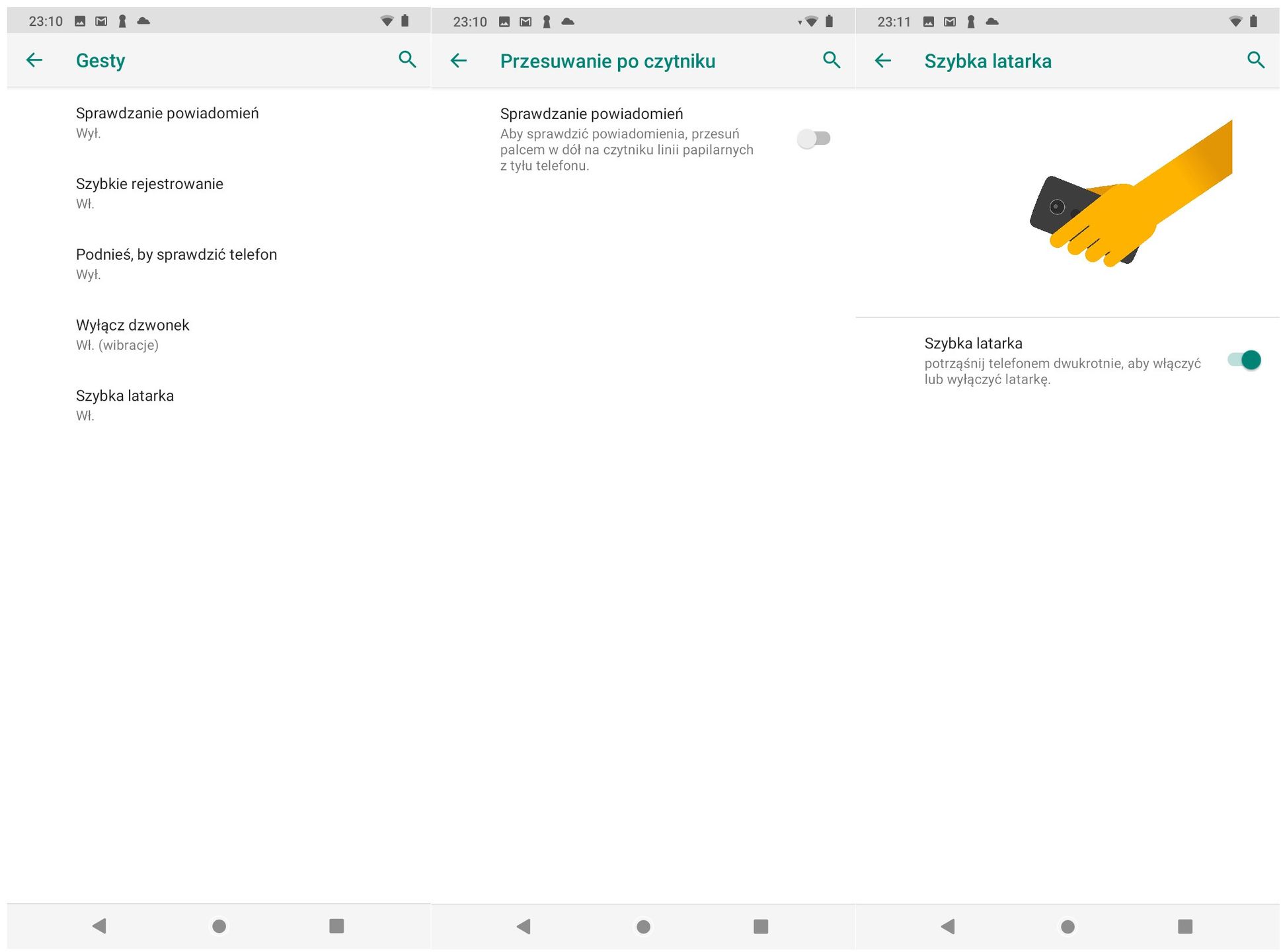 Motorola Moto G8 Power Lite gesty