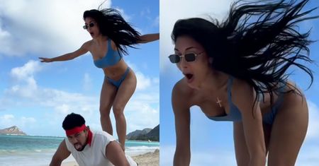 Młodzieńcza Nicole Scherzinger ćwiczy na plaży z trenerem. Figura godna pozazdroszczenia?