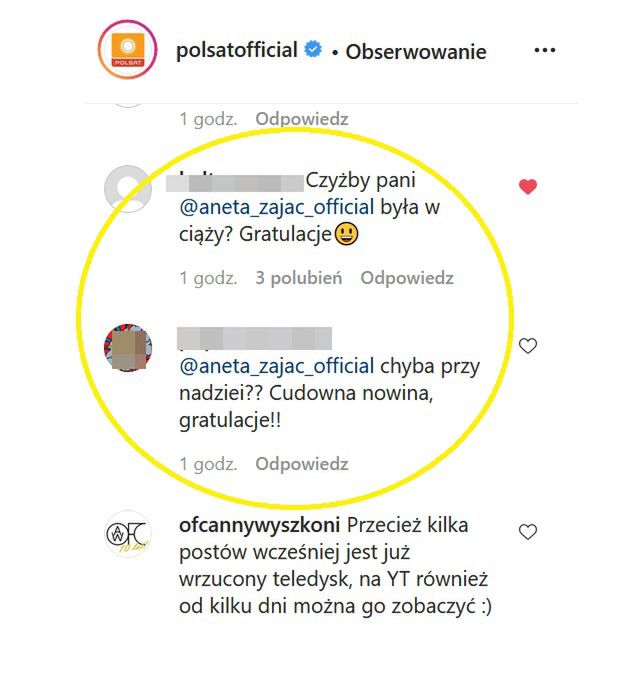 Komentarze o ciąży Anety Zając na profilu Polsatu