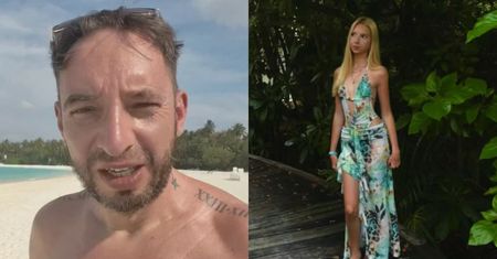 Adam Konkol na rajskich wakacjach na Malediwach. Towarzyszyła mu nastoletnia córka