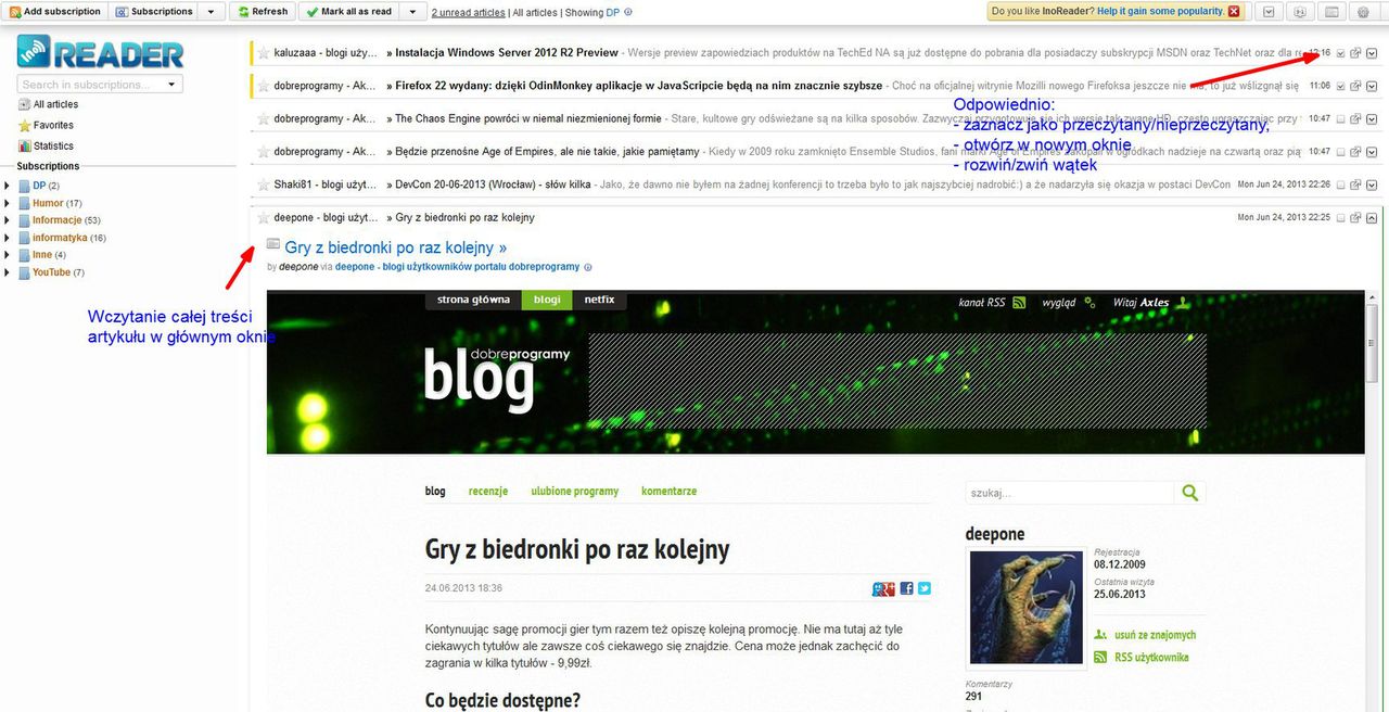 InoReader moja alternatywa dla Google Reader