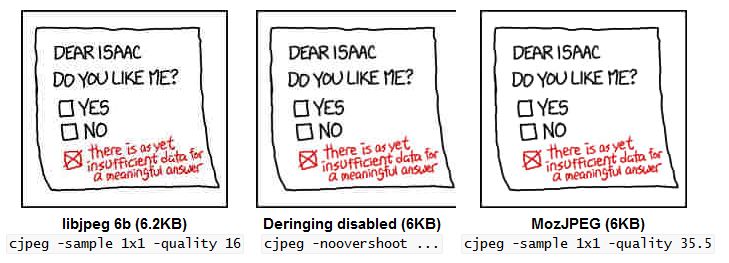 Widoczna wyższość kompresji przez MozJPEG (źródło: XKCD, blog Kornela Lesińskiego)