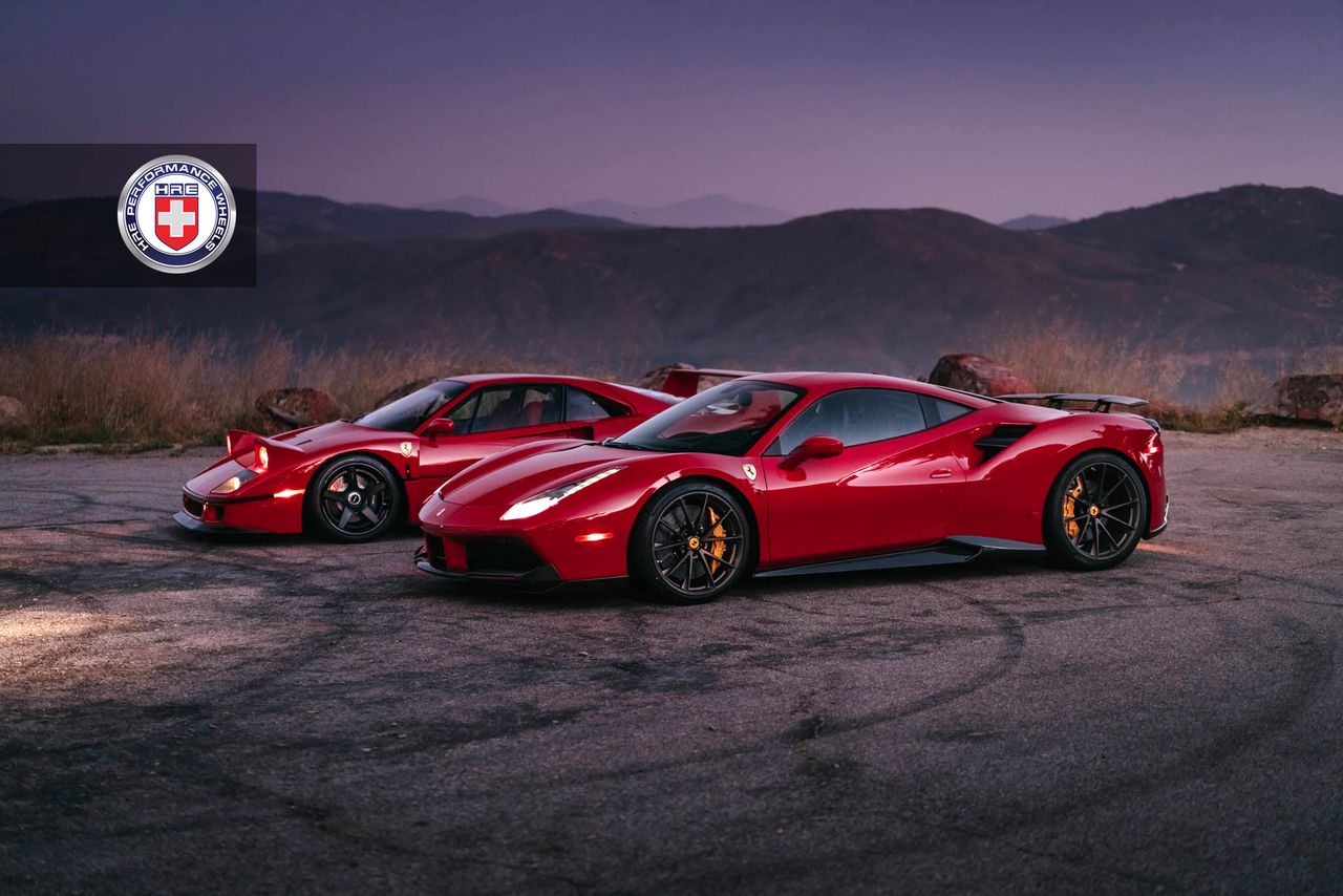 Ferrari F40 i 488 GTB Novitec Rosso na felgach HRE