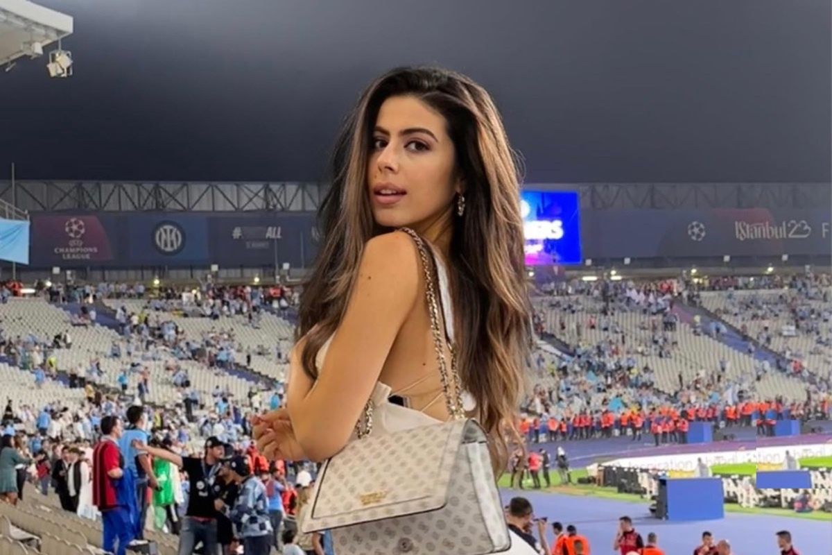Sara Duque na stadionie przed finałem Ligi Mistrzów