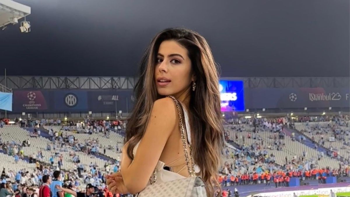 Sara Duque na stadionie przed finałem Ligi Mistrzów