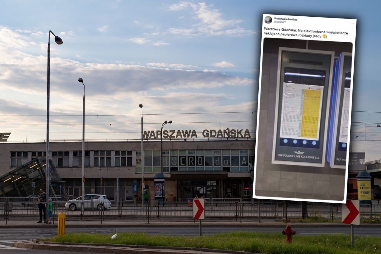 Papierowe rozkłady przyklejone na wyświetlaczach. "Łączymy tradycję z nowoczesnością"