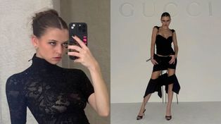 Mroczna Bambi na pokazie Gucci w Mediolanie. Raperka wbiła się w ekstrawagancką spódnicę (FOTO)