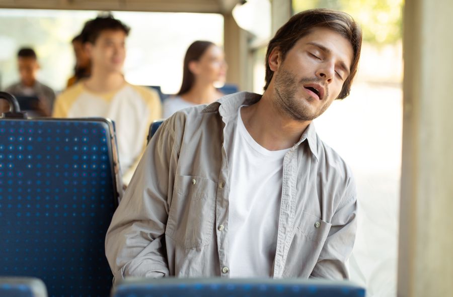 sleeping on a tram