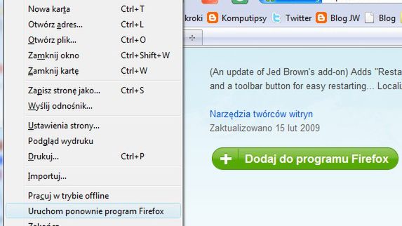 Szybki restart Firefoxa 1