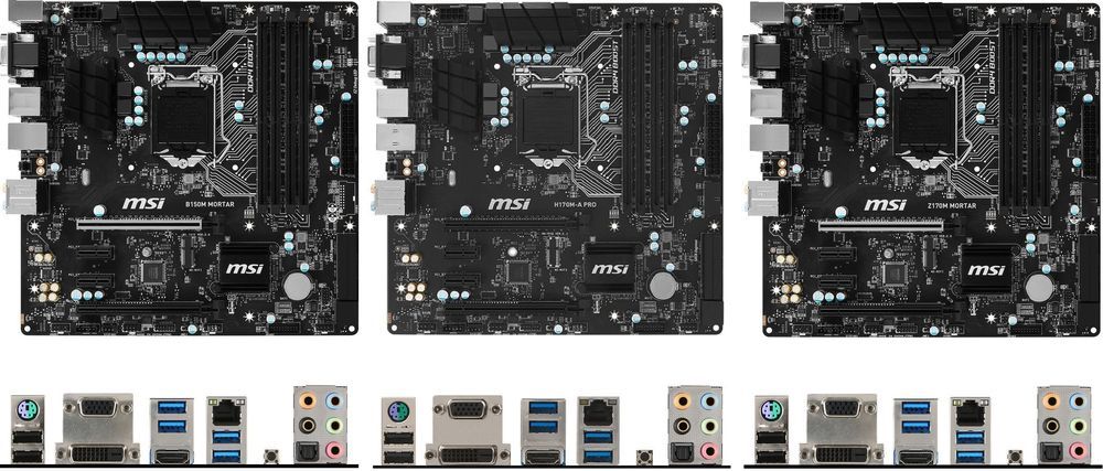 MSI B150M Mortar, H170M-A Pro i Z170M Mortar porównanie płyt głównych