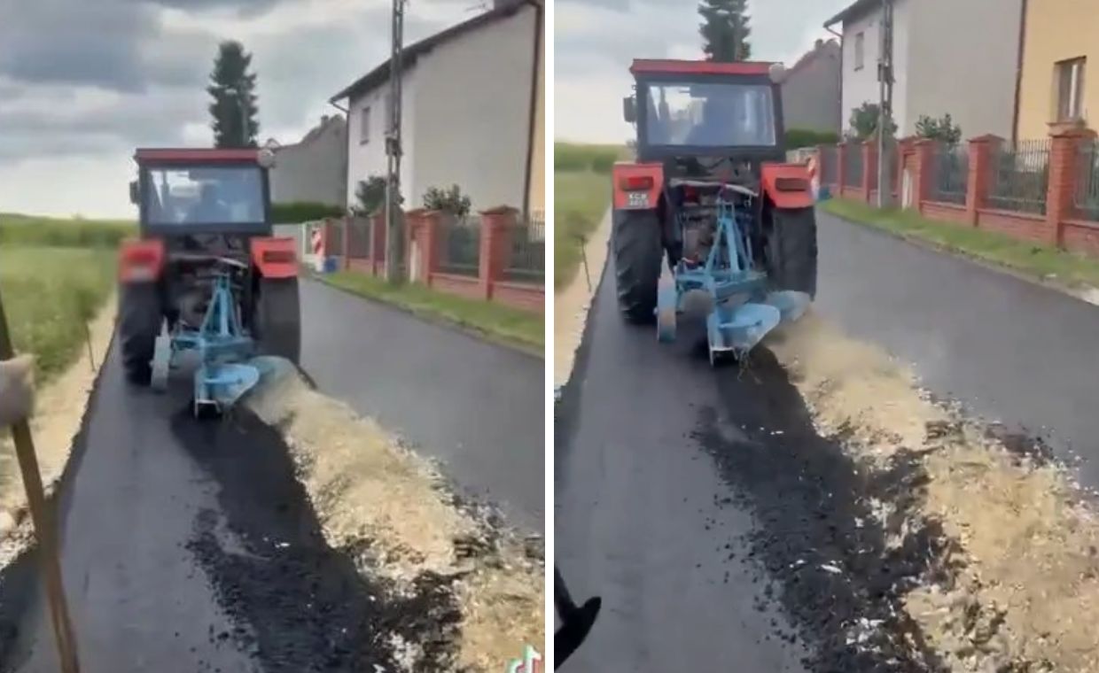 Rolnik z Gliwic przyznaje, że zniszczył asfalt. "To moja własność"