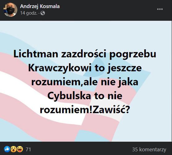Andrzej Kosmala i Marian Lichtman kłócą się na Facebooku
