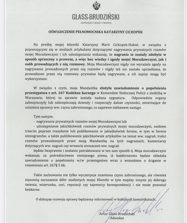 Oświadczenie Katarzyny Cichopek