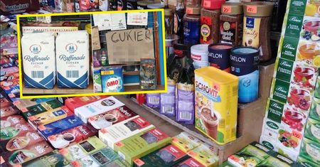 Niemiecki cukier na polskim targowisku. Spójrzcie na cenę. Zadziwiająca