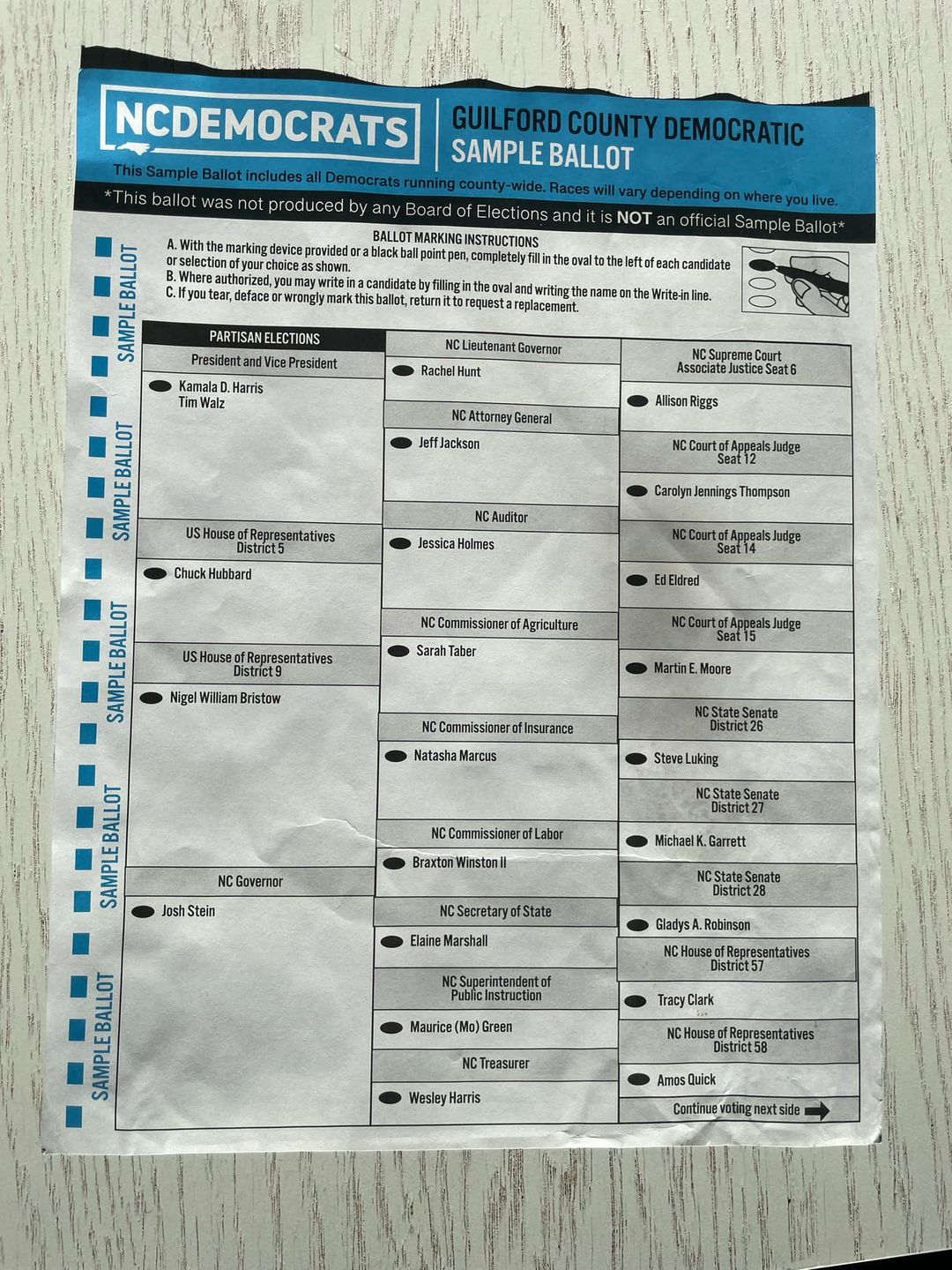 Wzorzec karty do głosowania w wyborach w 2024 r. 