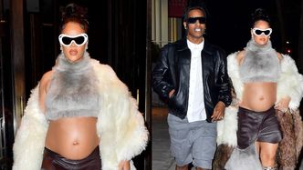 Rihanna eksponuje NAGI CIĄŻOWY brzuch w futrzanej stylizacji (ZDJĘCIA)