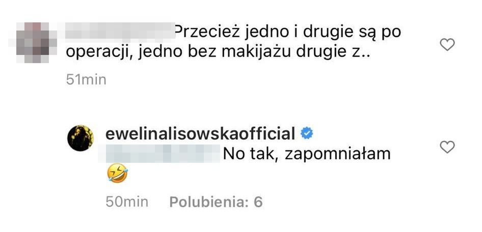 Komentarze pod zdjęciami Eweliny Lisowskiej