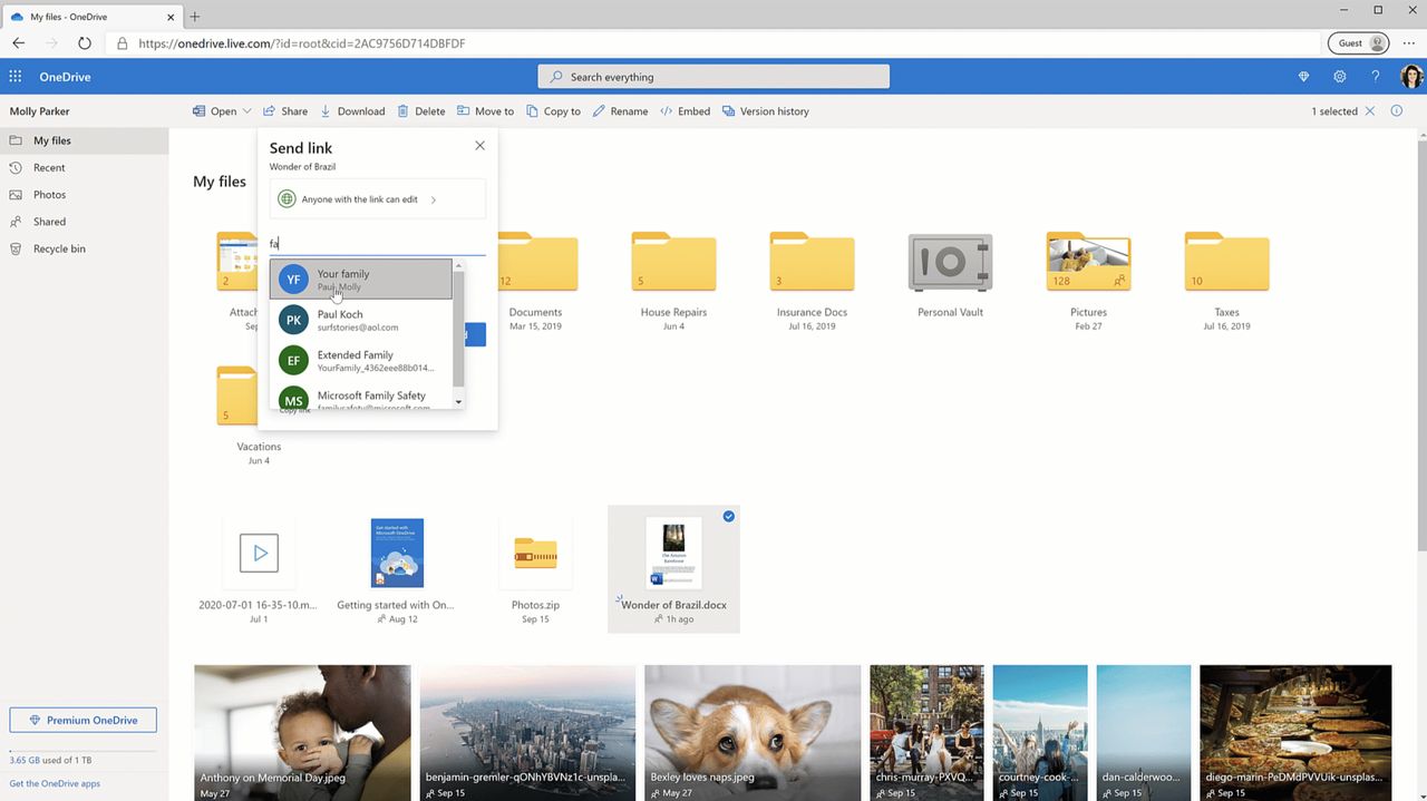 OneDrive z wygodniejszym udostępnianiem plików, fot. Microsoft.
