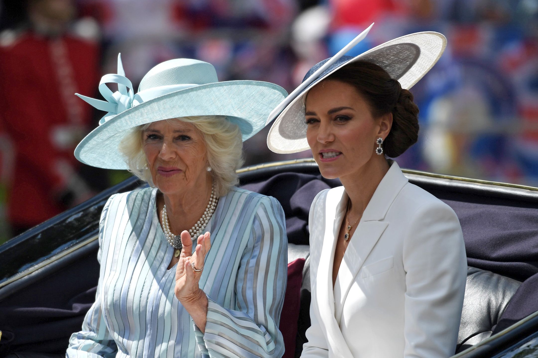 Księżna Kate i Camilla podczas pierwszego dnia platynowego jubileuszu królowej Elżbiety II