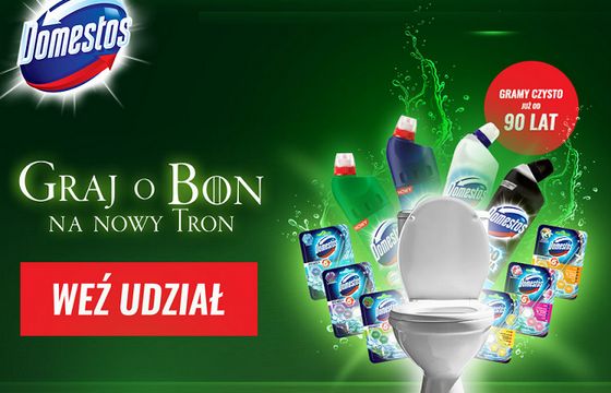 "Graj o bon na nowy tron" w promocji Domestosa w Biedronce