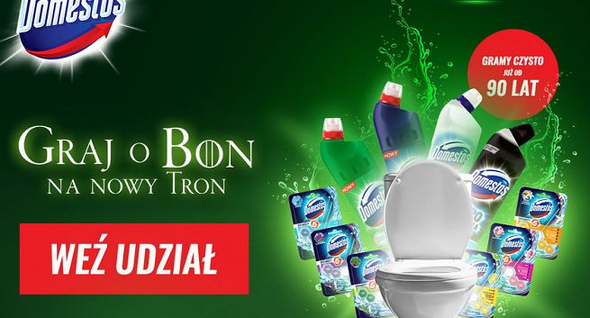 "Graj o bon na nowy tron" w promocji Domestosa w Biedronce