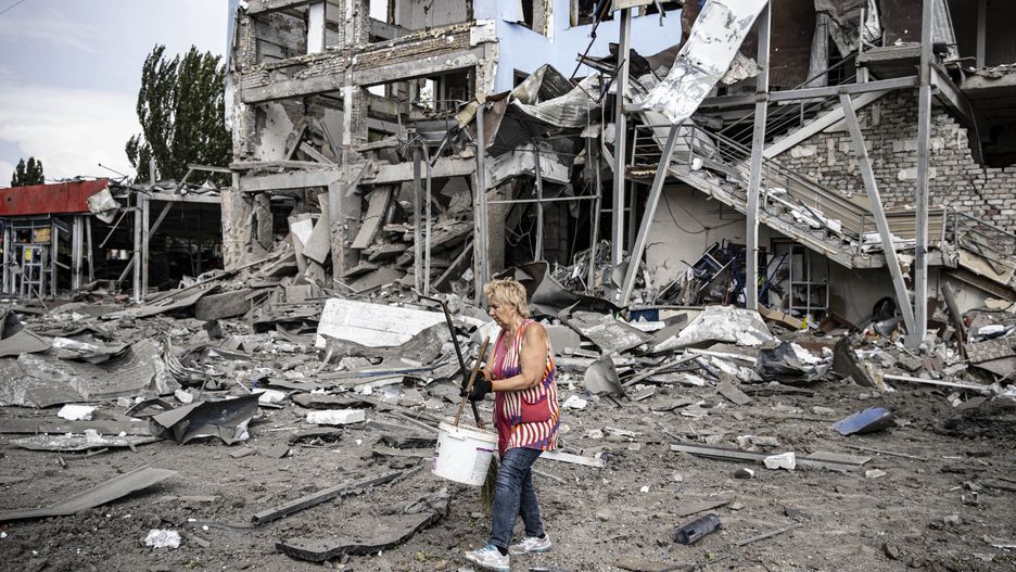 DONETSK, UKRAINE - AUGUST 04: A view of a destroyed building after Russian attack in Mykolaivka, the Donetsk region, Ukraine on August 04, 2022. (Photo by Metin Aktas/Anadolu Agency via Getty Images)