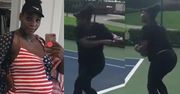 Serena Williams w siódmym miesiącu ciąży (!) skacze za piłką na korcie tenisowym!
