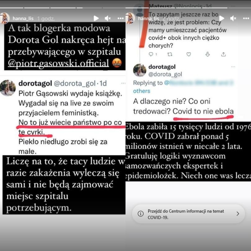 Hanna Lis broni Piotra Gąsowskiego