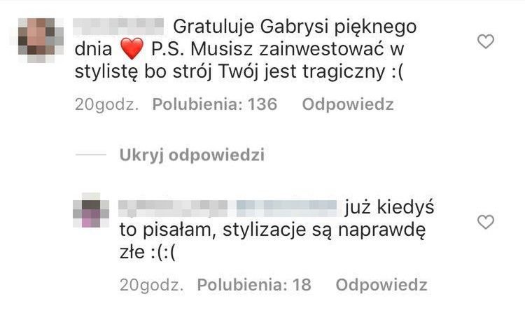 Komentarze pod zdjęciem stanika Magdaleny Narożnej