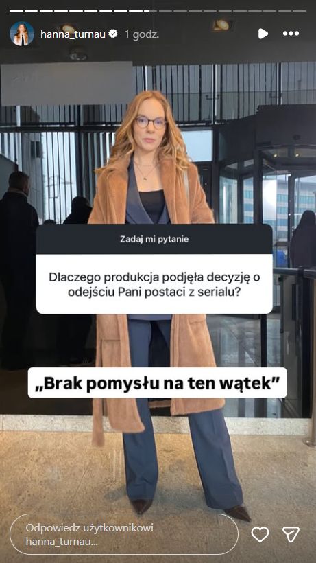 Hanna Turnau żegna się z "M jak miłość"
