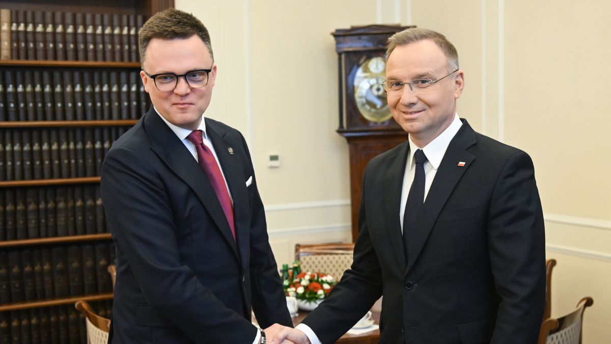 Andrzej Duda i Szymon Hołownia podczas sp
 07.03.2025. 