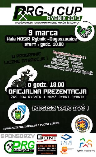 Plakat promujący prezentację ŻKS ROW Rybnik