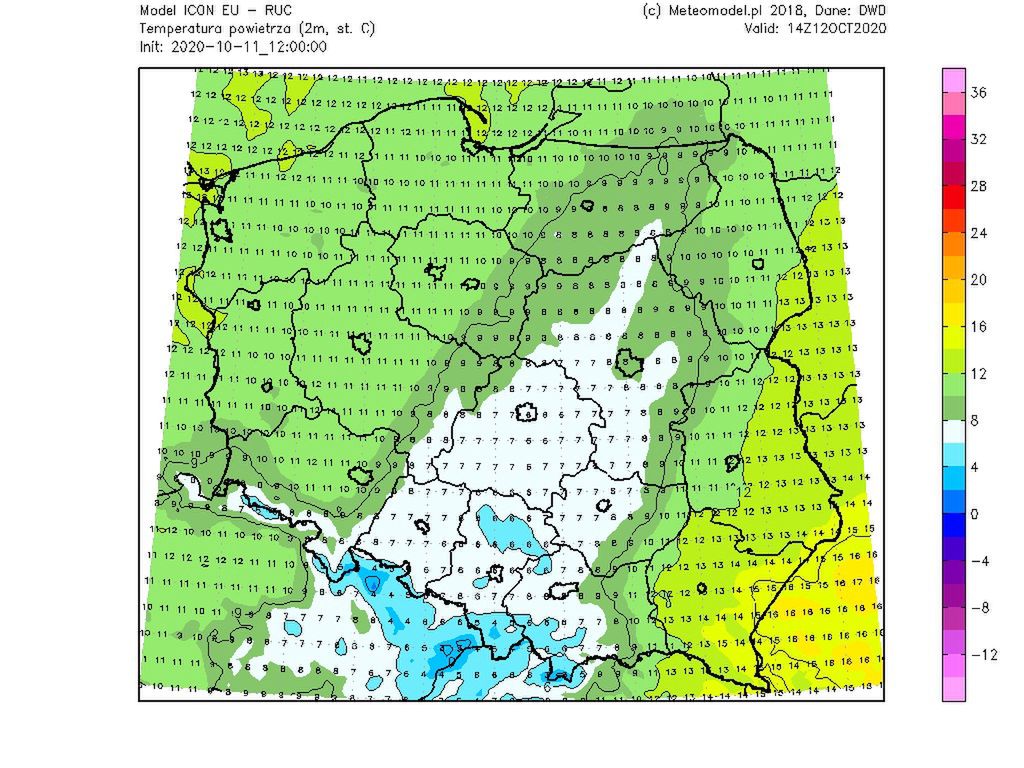 Pogoda. Prognozowane temperatury powietrza na popołudnie