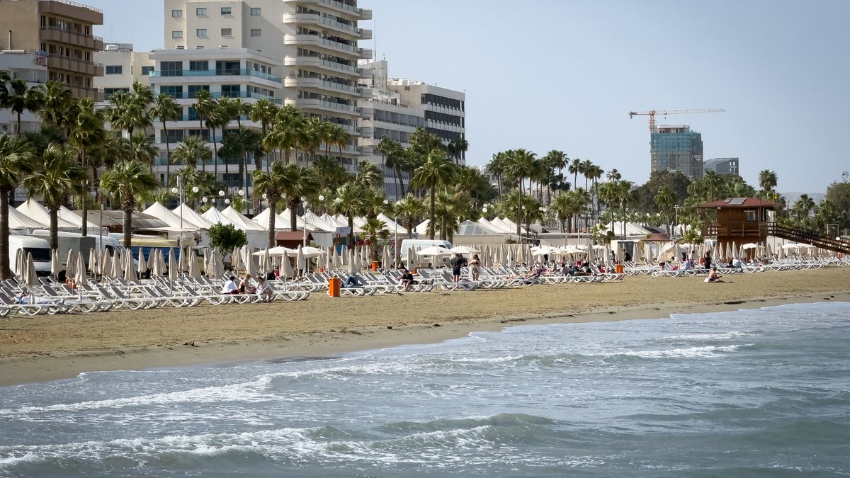 Travel Destination: Cyprus
A view from a pier shows Foinikoudes Beach, sun loungers, parasols, and seafront buildings in central Larnaca, Cyprus, on May 20, 2026. (Photo by Mateusz Wlodarczyk/NurPhoto via Getty Images)
NurPhoto
cyprus, view from pier, parasols, city centre, larnaca, seafront buildings, foinikoudes beach, sun loungers