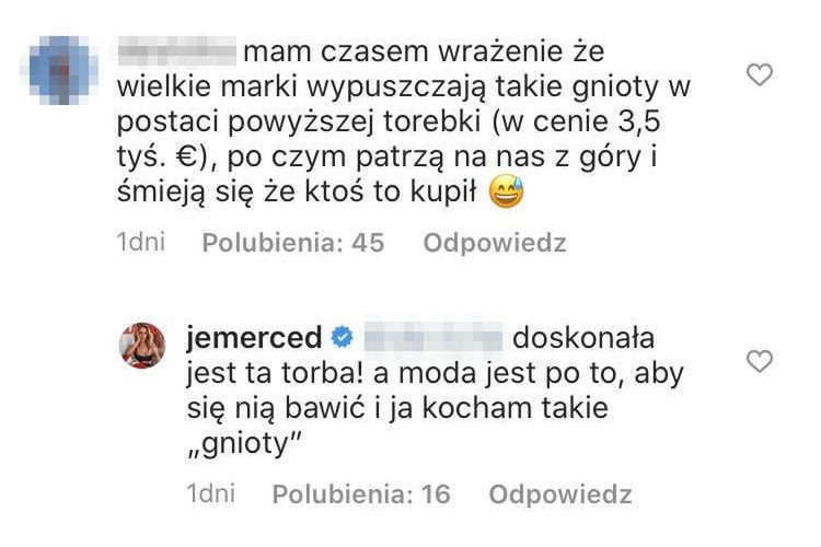 Jessica Mercedes krytykowana za dobór torby