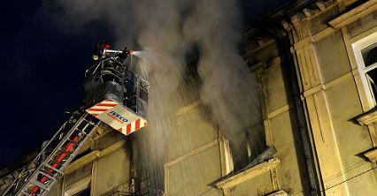Pożar bloku w Przemyślu