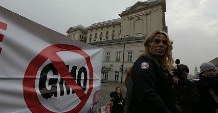 Protest przeciw GMO przed Pałacem Prezydenckim