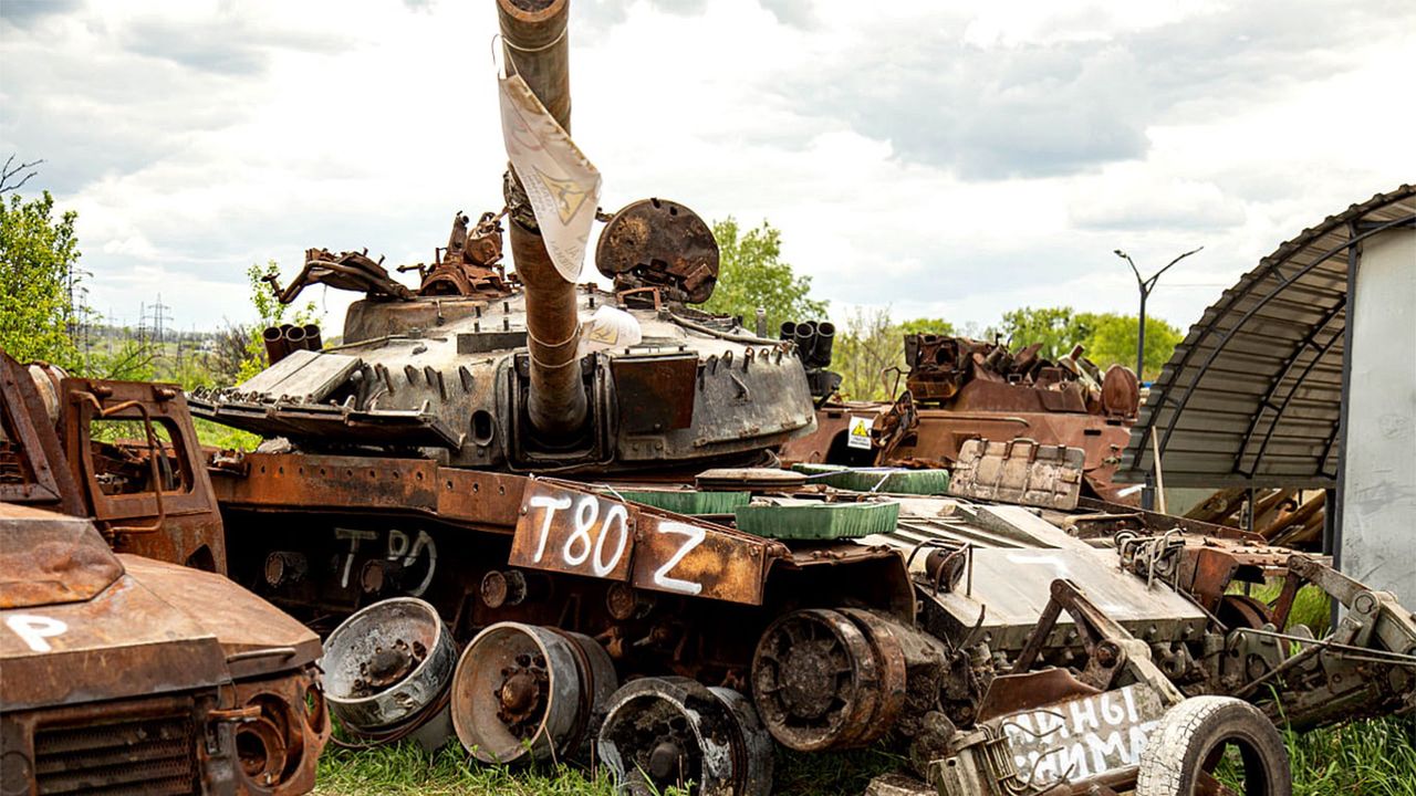 Wreck of a Russian tank