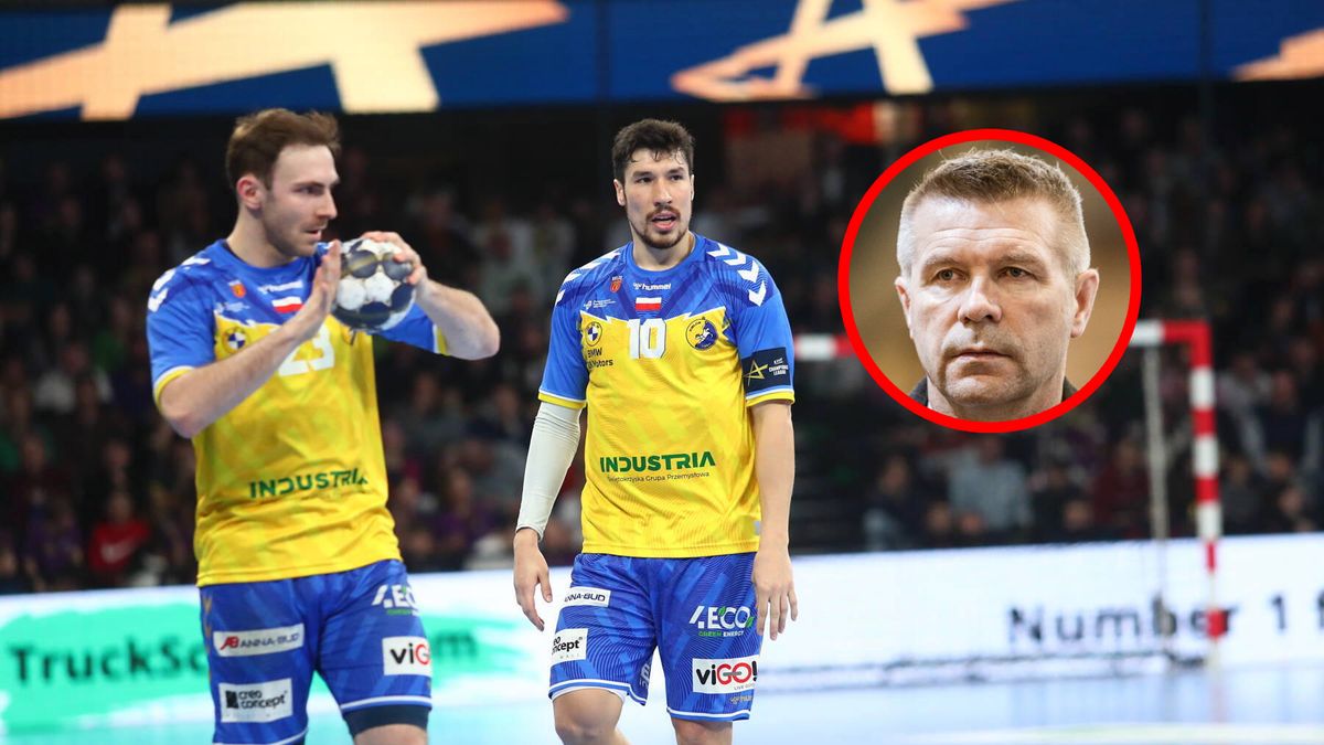 PAP/EPA / Kevin Domas / Na zdjęciu: szczypiorniści Industrii Kielce, w kółeczku Bogdan Wenta