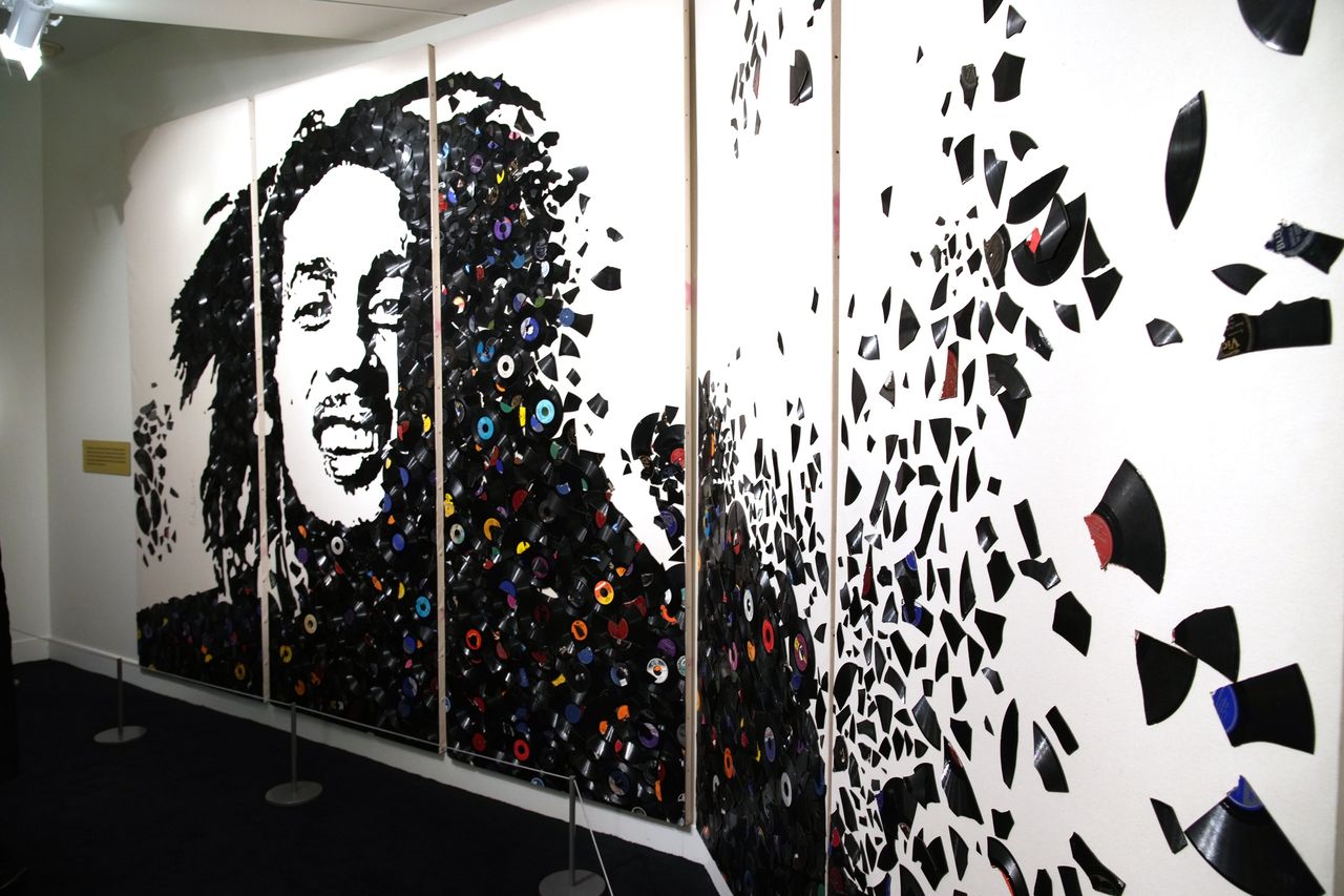 HOLLYWOOD, CA - JANUARY 26: Mr Brainwash Bob Marley art at the Grand Opening Of The Bob Marley One Love Experience at Ovation Hollywood on January 26, 2023 in Hollywood, CA. (Photo by Jeff Kravitz/FilmMagic)