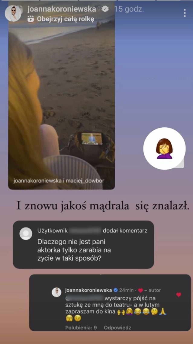 Joanna Koroniewska odpowiada na zaczepkę "fana"