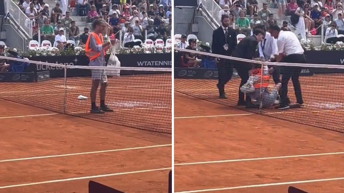 Facebook / Eurosport / Mężczyzna przerywa mecz w Rzymie