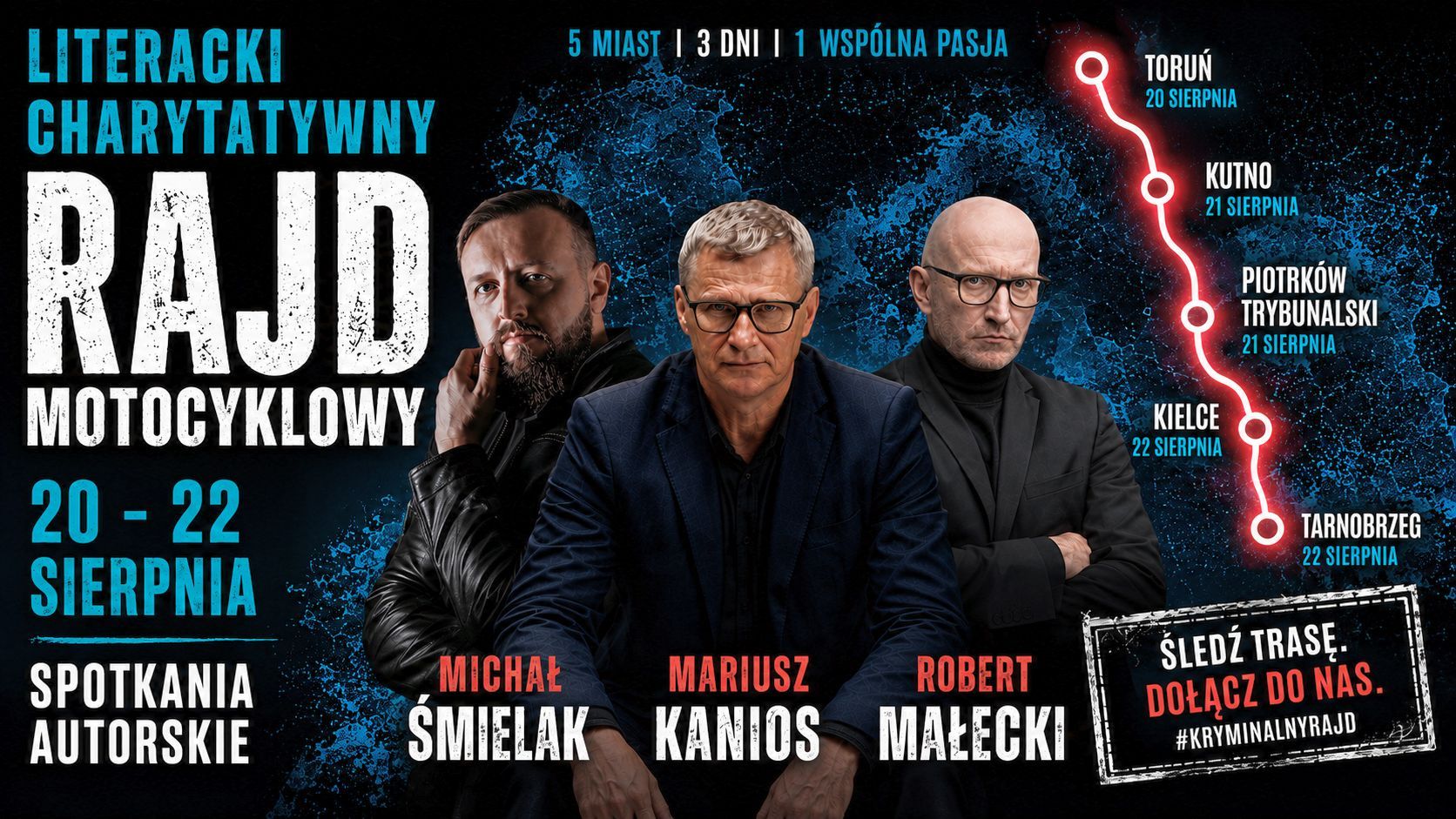 Pisarze kryminałów w rajdzie motocyklowym