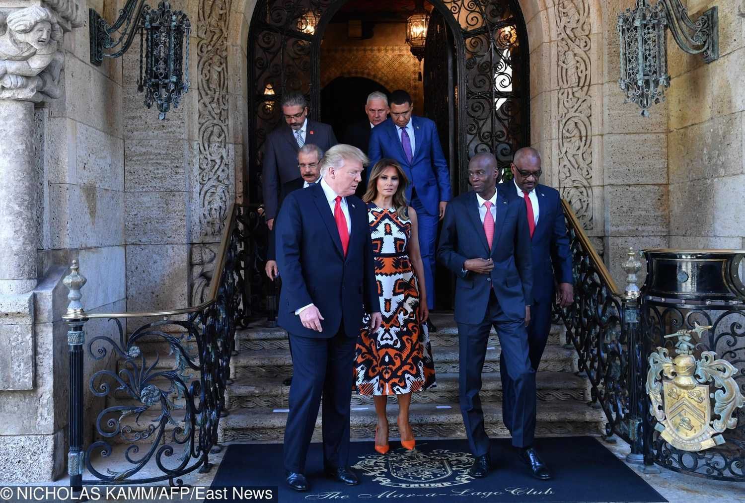 Melania Trump i Donald Trump na spotkaniu z karaibskimi politykami