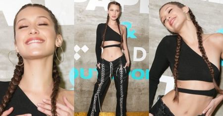 Bella Hadid chwali się brzuchem na ściance