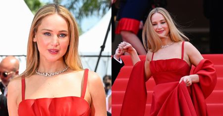 Jennifer Lawrence w KLAPKACH przechadza się po czerwonym dywanie w Cannes (ZDJĘCIA)