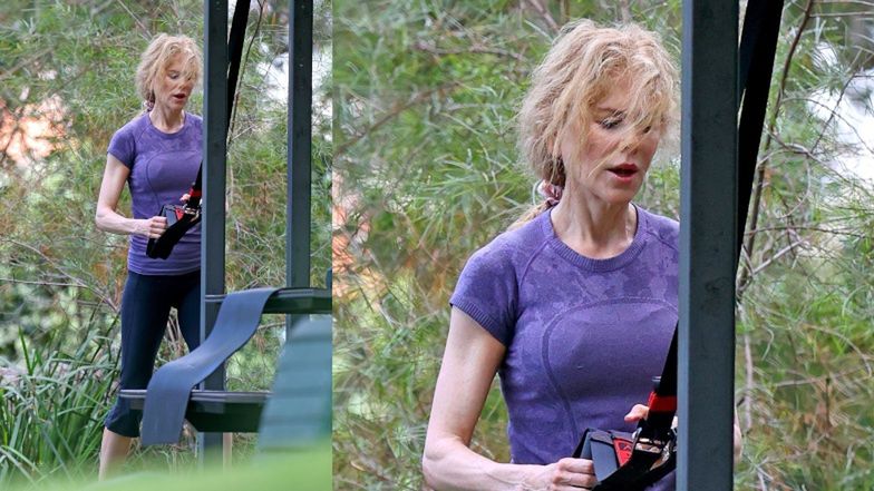Nicole Kidman ćwiczy na siłowni pod chmurką