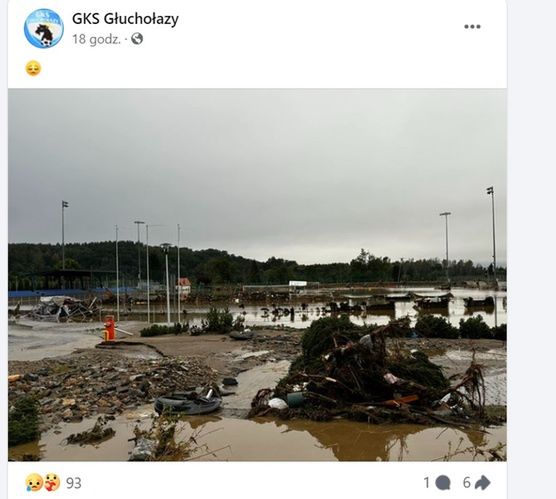 Stadion GKS-u Głuchołazy po opadnięciu wody