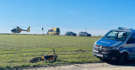 Wypadek z udziałem dwóch nastolatków. 16-latek trafił do szpitala śmigłowcem